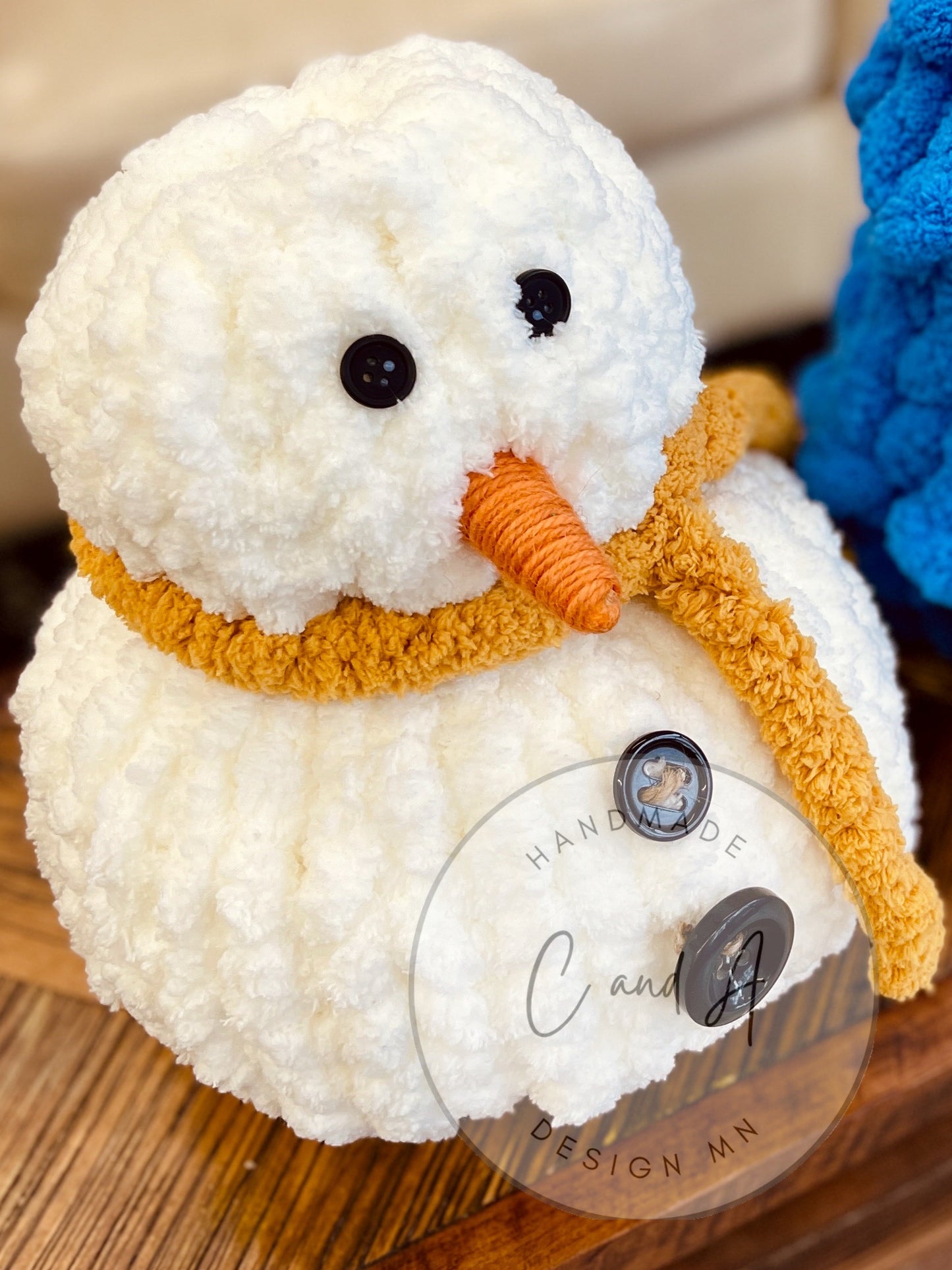 Chunky HAND KNIT Blanket, PUMPKINS AND SNOWMAN-gallery