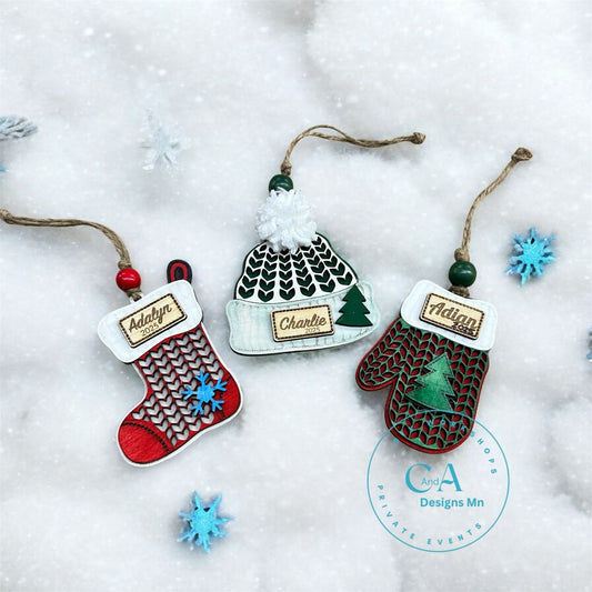 Custom Knit-Style Christmas Ornaments