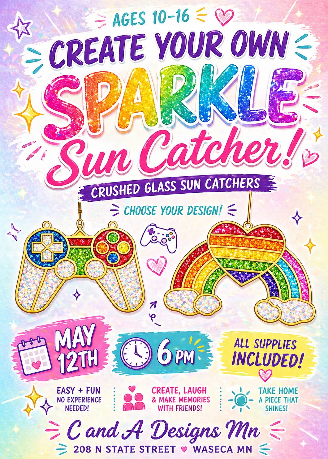 Teen Art Sun catcher crush glass class