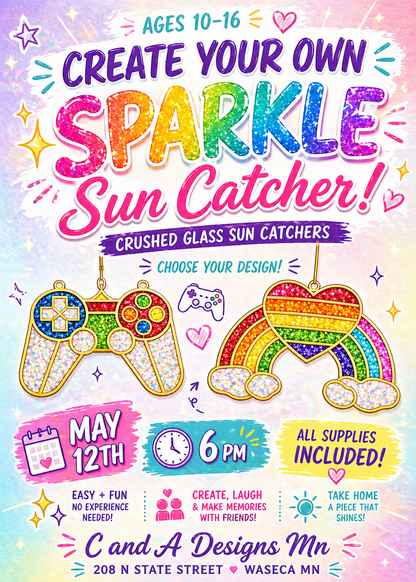 Teen Art Sun catcher crush glass class