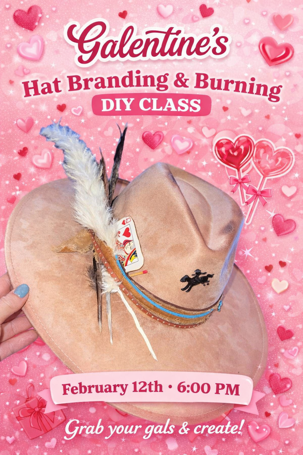 💖 Galentine’s Hat Branding & Burning DIY Class 💖
