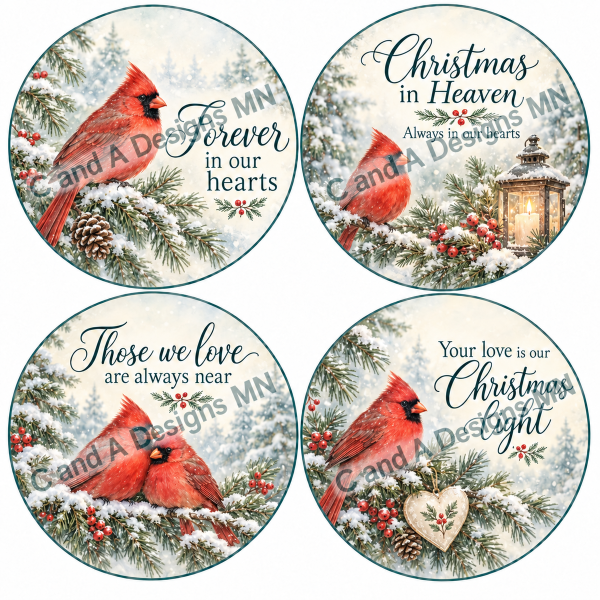 Watermarked preview: cardinal memorial ornament designs