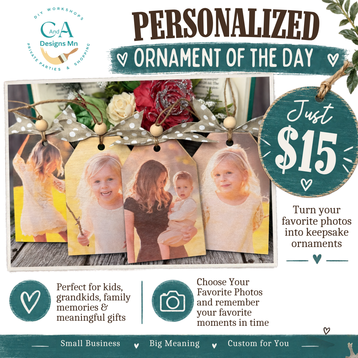 Personalized photo keepsake ornaments